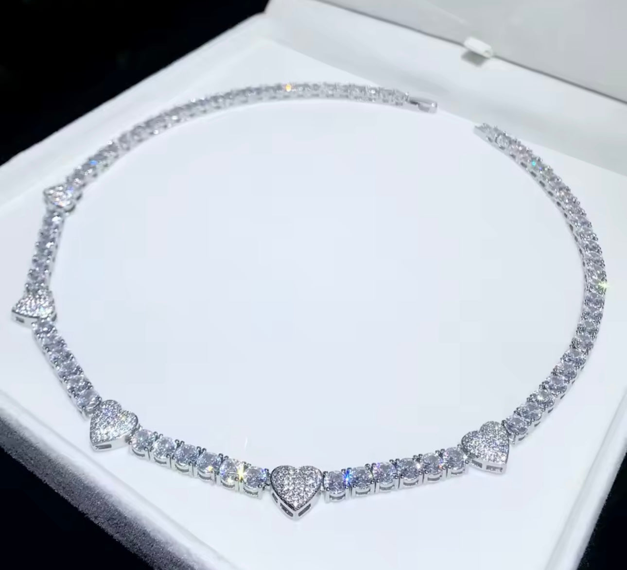 Icy Heartbeat Tennis Necklace