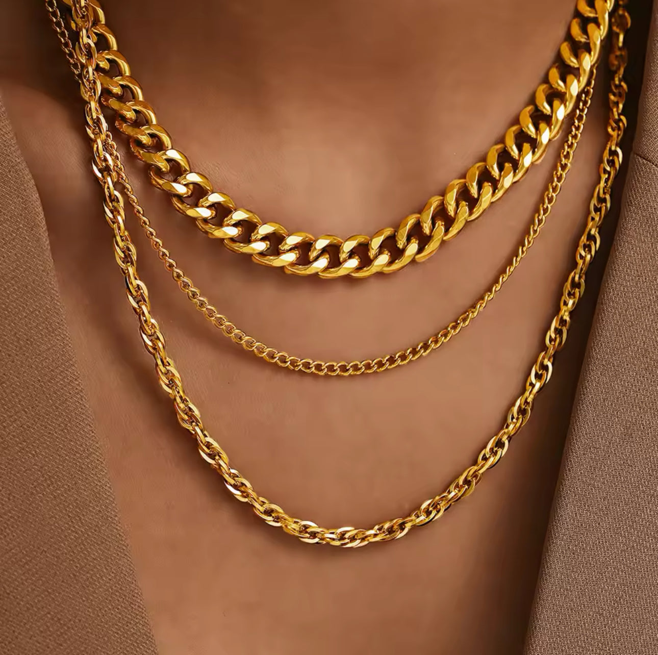 Linked Chain Stacked Necklace